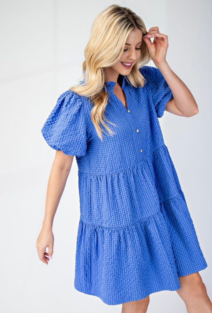 Blue Knit Dress - The Edit LLC