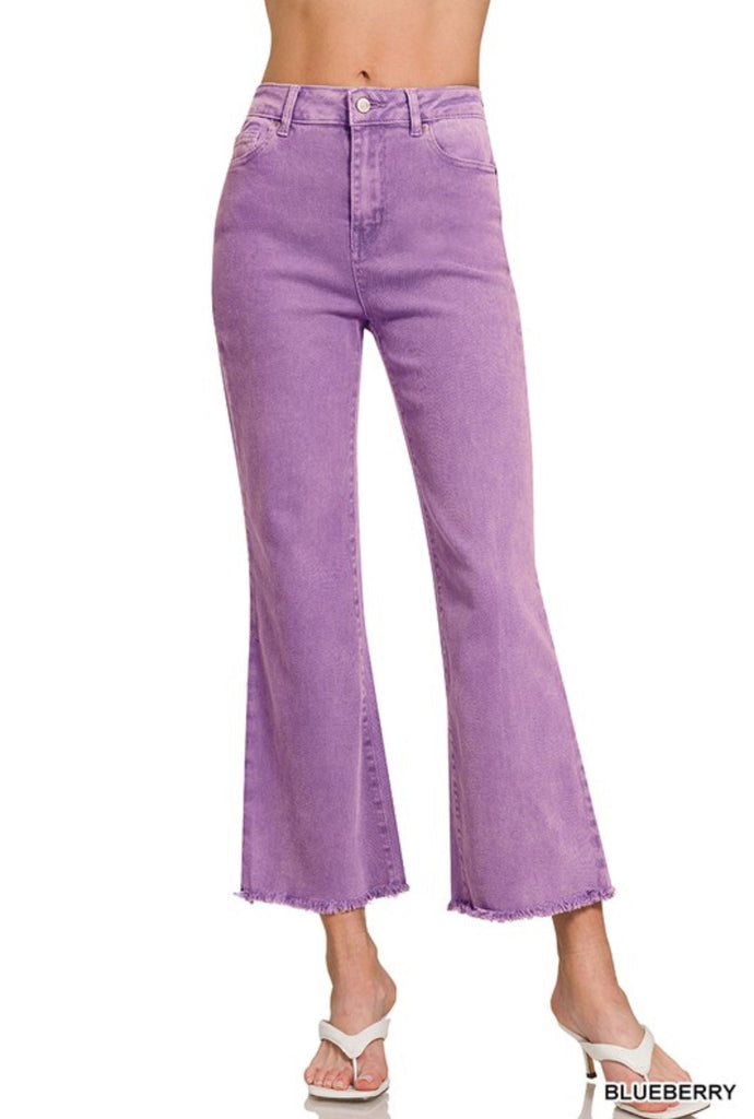 Blueberry Frayed Jeans - The Edit LLC