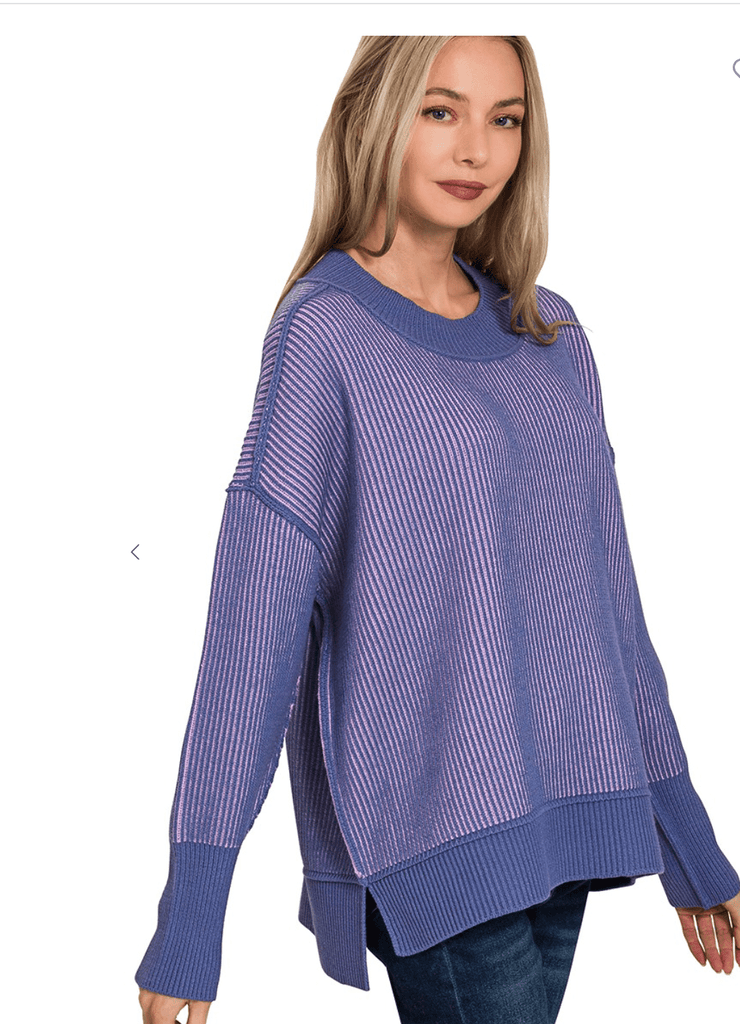 Blue/Lavender Two Tone Sweater - The Edit LLC