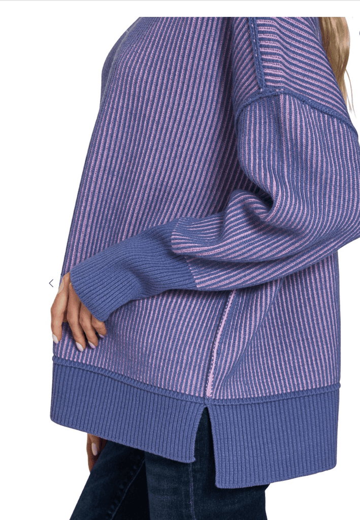 Blue/Lavender Two Tone Sweater - The Edit LLC