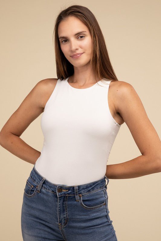 Boat Neck Sleeveless Padded Bodysuit - The Edit LLC