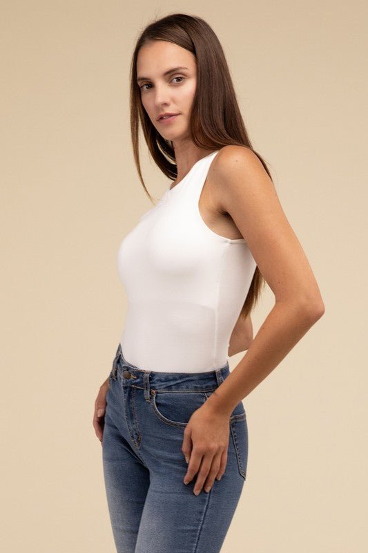 Boat Neck Sleeveless Padded Bodysuit - The Edit LLC