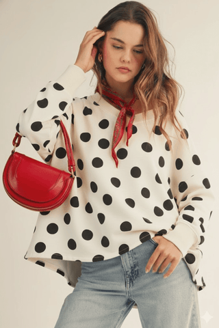 Bohemela Polka Dots V Neck Loose Fit Top - The Edit LLC