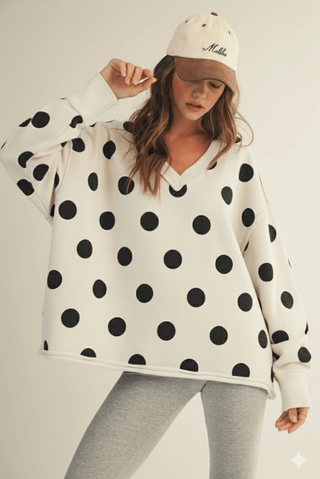 Bohemela Polka Dots V Neck Loose Fit Top - The Edit LLC