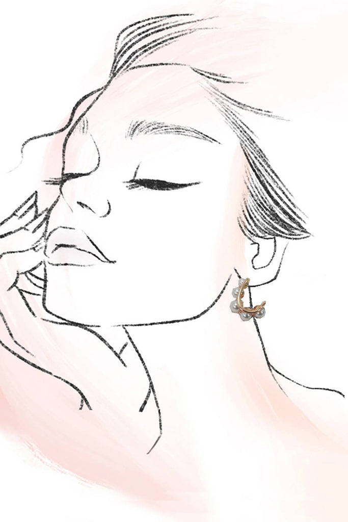 BOLD PEARL HOOP TITANIUM POST EARRINGS | 31E40466: GOLD - The Edit LLC