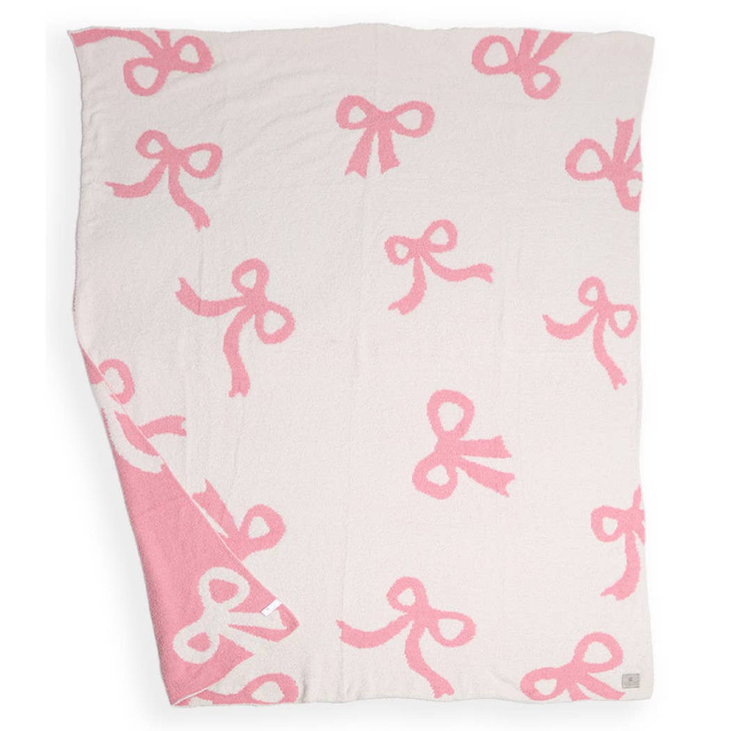 Bow Printed Cozy Soft Throw Blanket - The Edit LLC