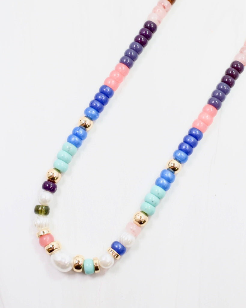 Bowie Bead and Pearl Necklace Multi: Default - The Edit LLC