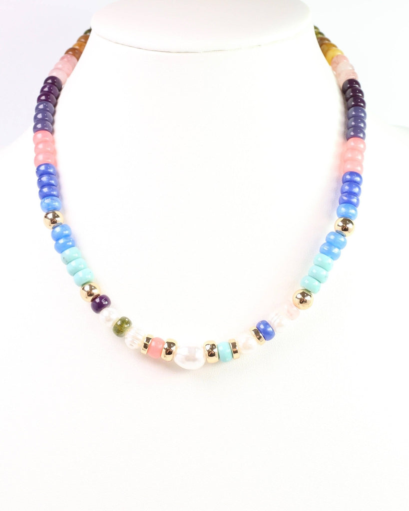 Bowie Bead and Pearl Necklace Multi: Default - The Edit LLC