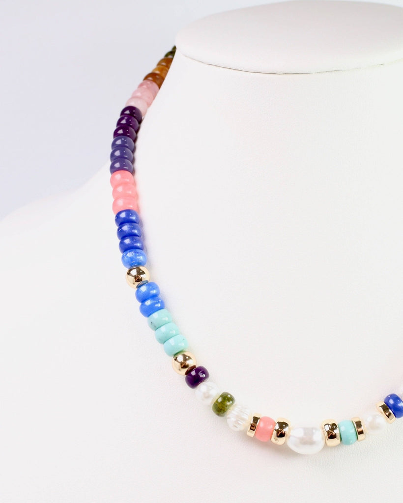 Bowie Bead and Pearl Necklace Multi: Default - The Edit LLC