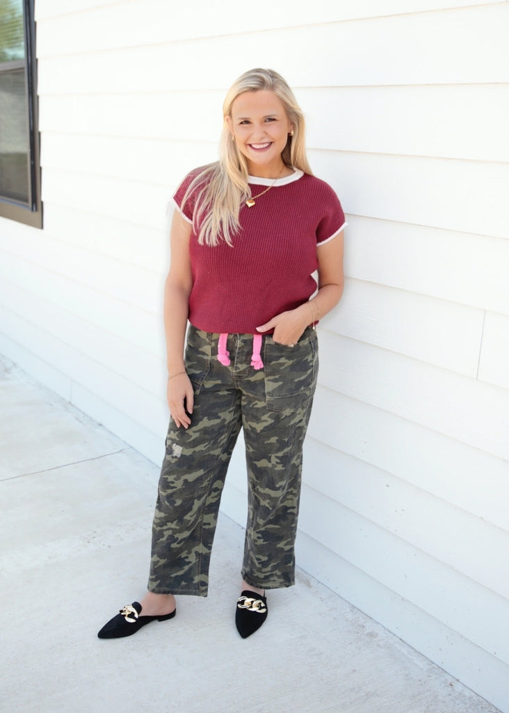 Braided Belt Camo Pants - The Edit LLC