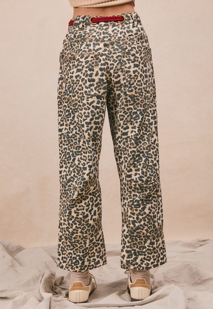 Braided Belt Leopard Pants - The Edit LLC
