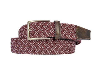Braided Collegiate Golf Maroon and Gray Stretch Belt.: Medium 36"-40" - The Edit LLC