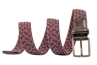Braided Collegiate Golf Maroon and Gray Stretch Belt.: Medium 36"-40" - The Edit LLC