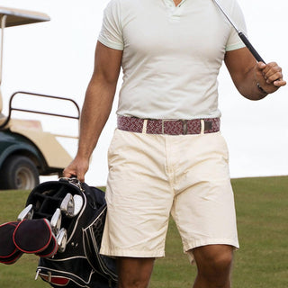 Braided Collegiate Golf Maroon and Gray Stretch Belt.: Small 30"-34" - The Edit LLC