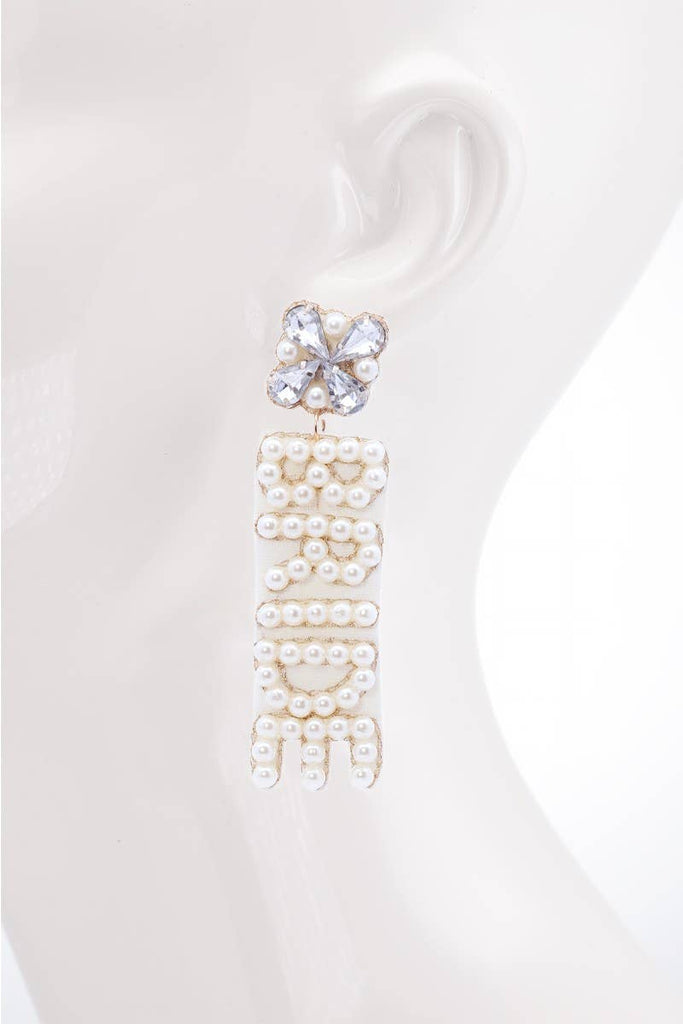 Bride Pearl Drop Earrings: IVORY(GDIVY) - The Edit LLC