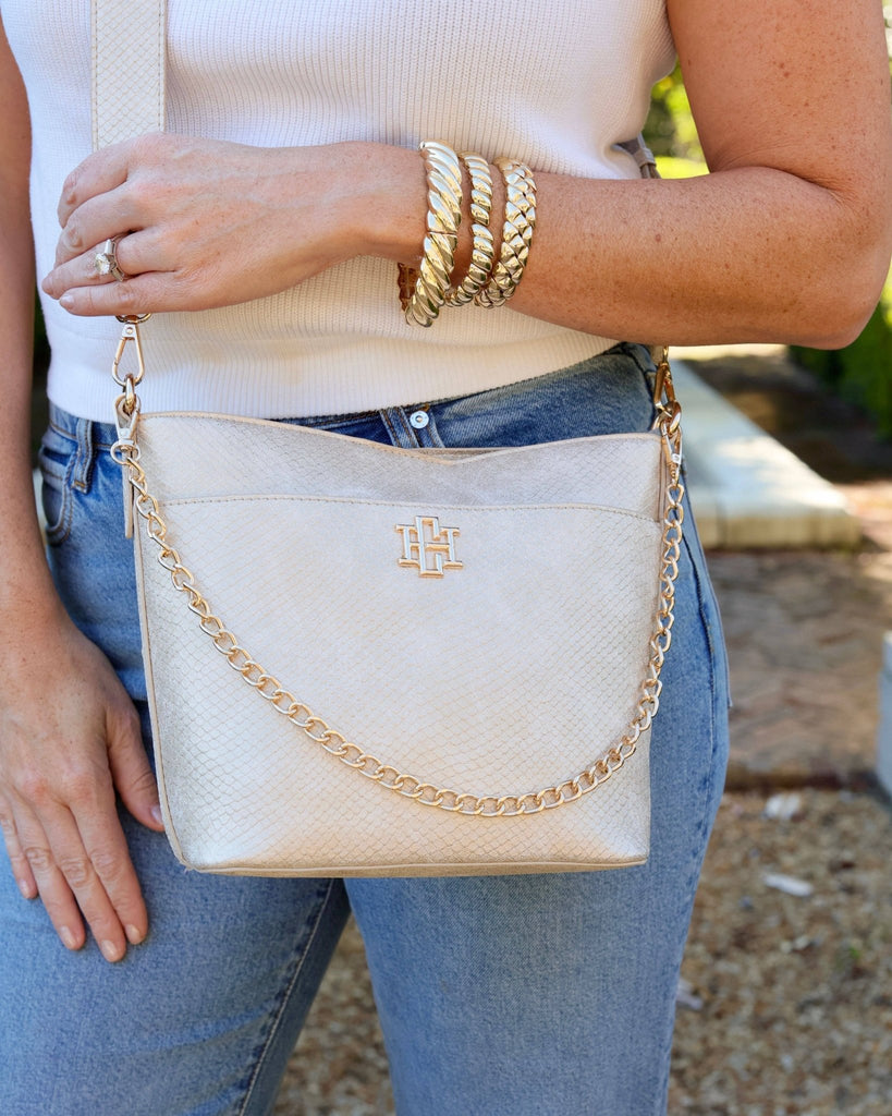 Brielle Bucket Bag Shimmer Champagne: Default - The Edit LLC