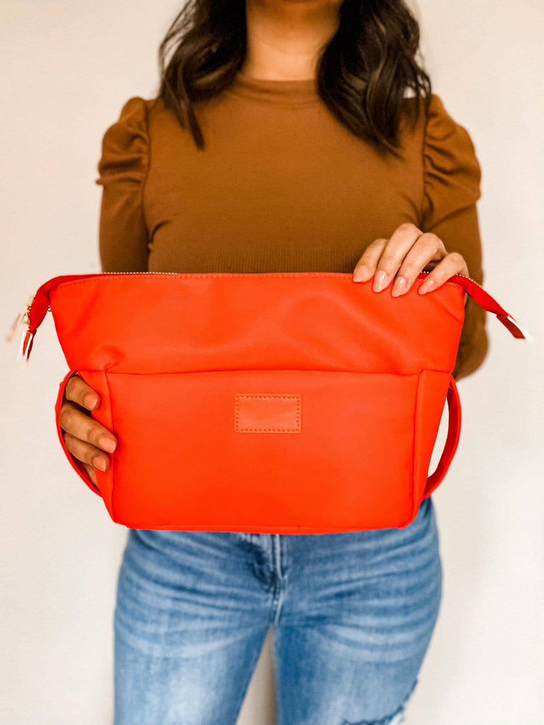 Bright Orange Cosmetic Bum Bag, Cosmetic Pouch, Makeup Pouch - The Edit LLC