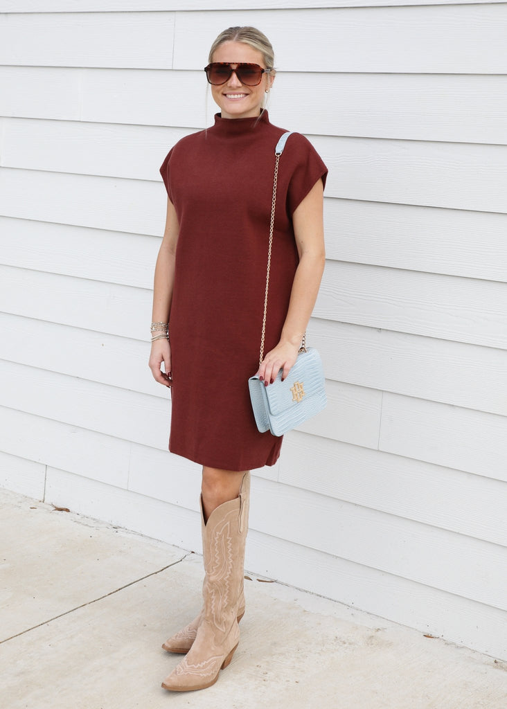 Brown Basic B Sweater Dress - The Edit LLC