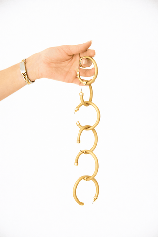 Brushed Gold Hoop Earrings : Medium - The Edit LLC