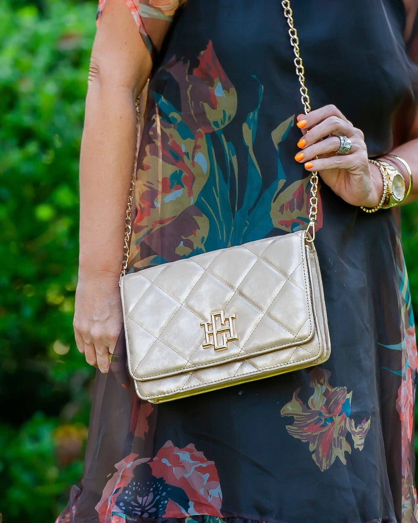 Bryn Clutch/Crossbody Gold Shimmer LD: Default - The Edit LLC