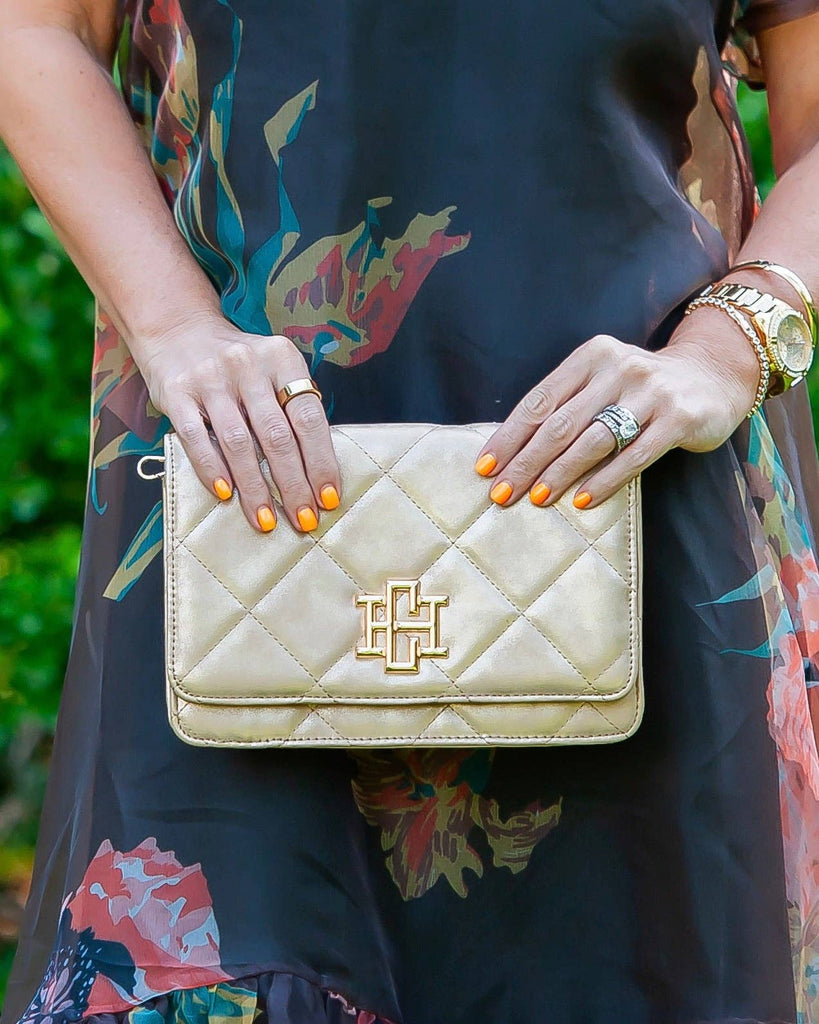 Bryn Clutch/Crossbody Gold Shimmer LD: Default - The Edit LLC