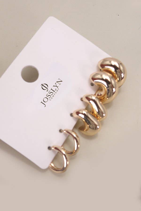 BUBBLE HOOP HUGGIE TRIO EARRINGS | 80E5359: Gold - The Edit LLC