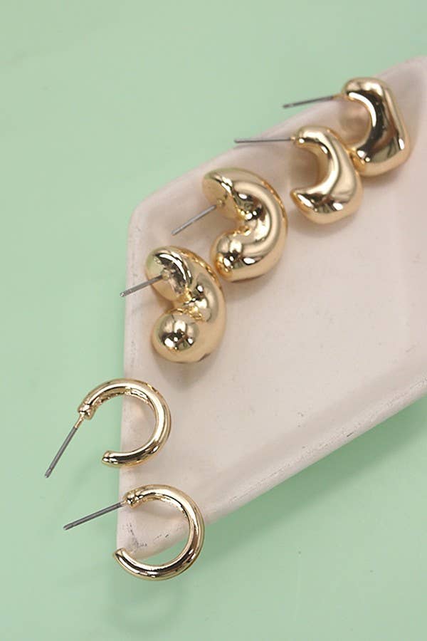 BUBBLE HOOP HUGGIE TRIO EARRINGS | 80E5359: Gold - The Edit LLC