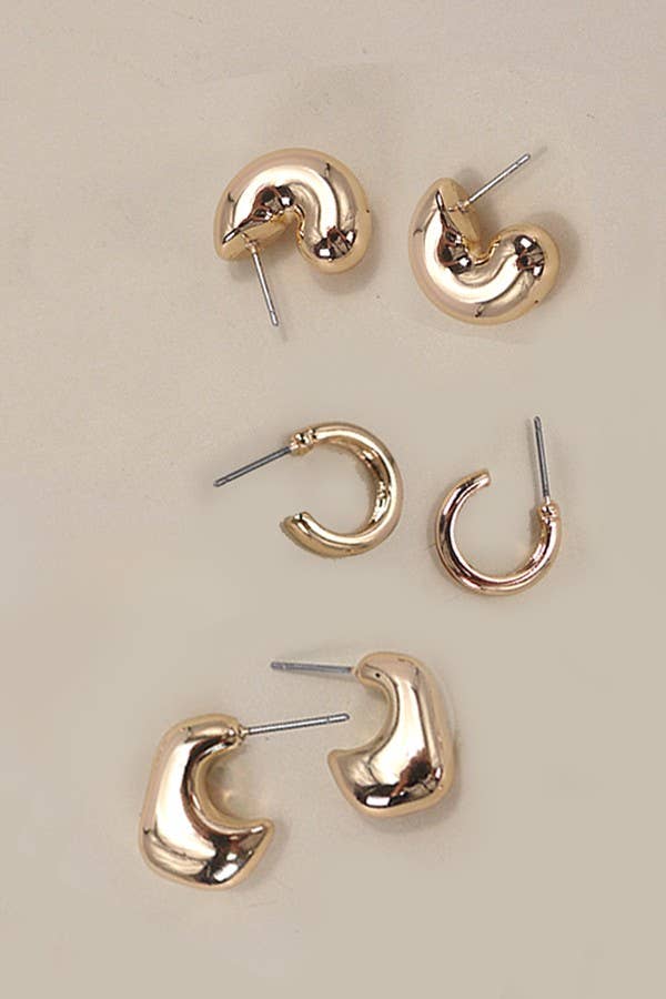 BUBBLE HOOP HUGGIE TRIO EARRINGS | 80E5359: Gold - The Edit LLC