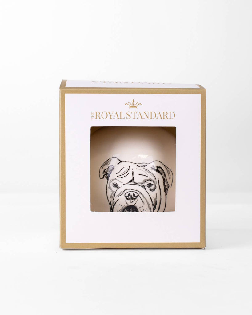 Bulldog Ball Ornament - White/Gray/Black 3.5" - The Edit LLC