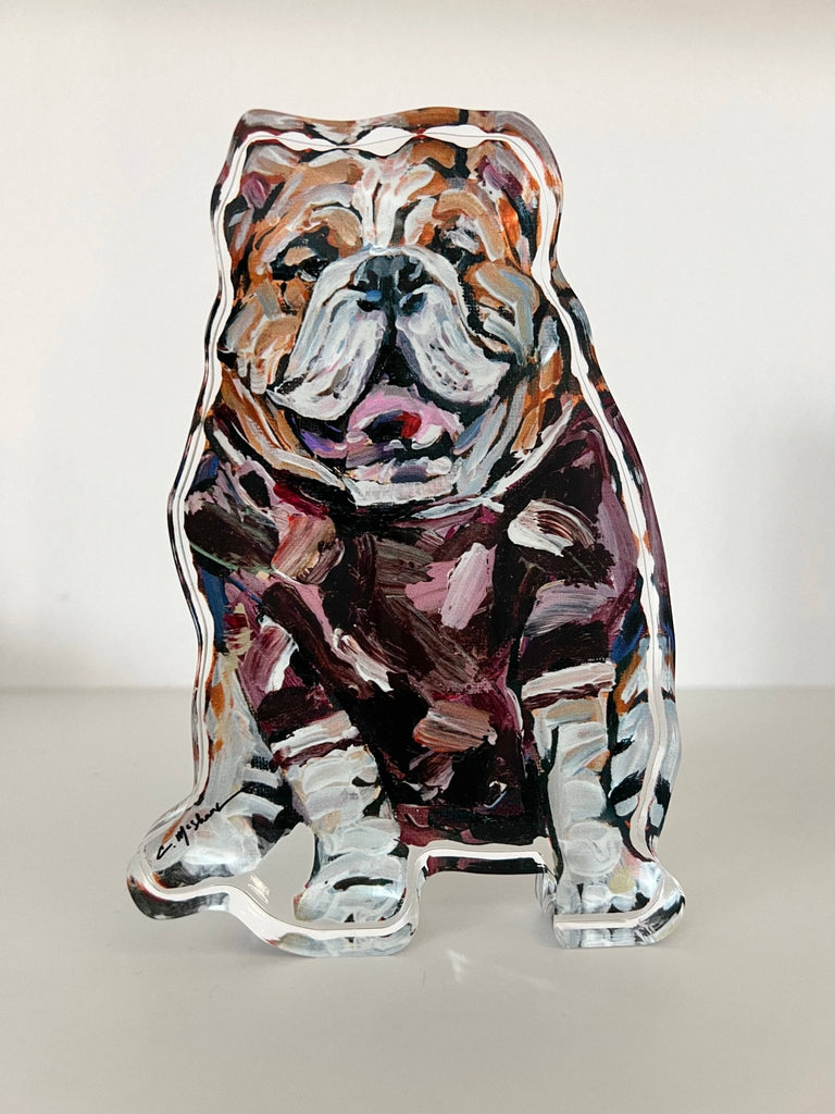 "Bulldog Maroon" acrylic shelfie: Small - The Edit LLC