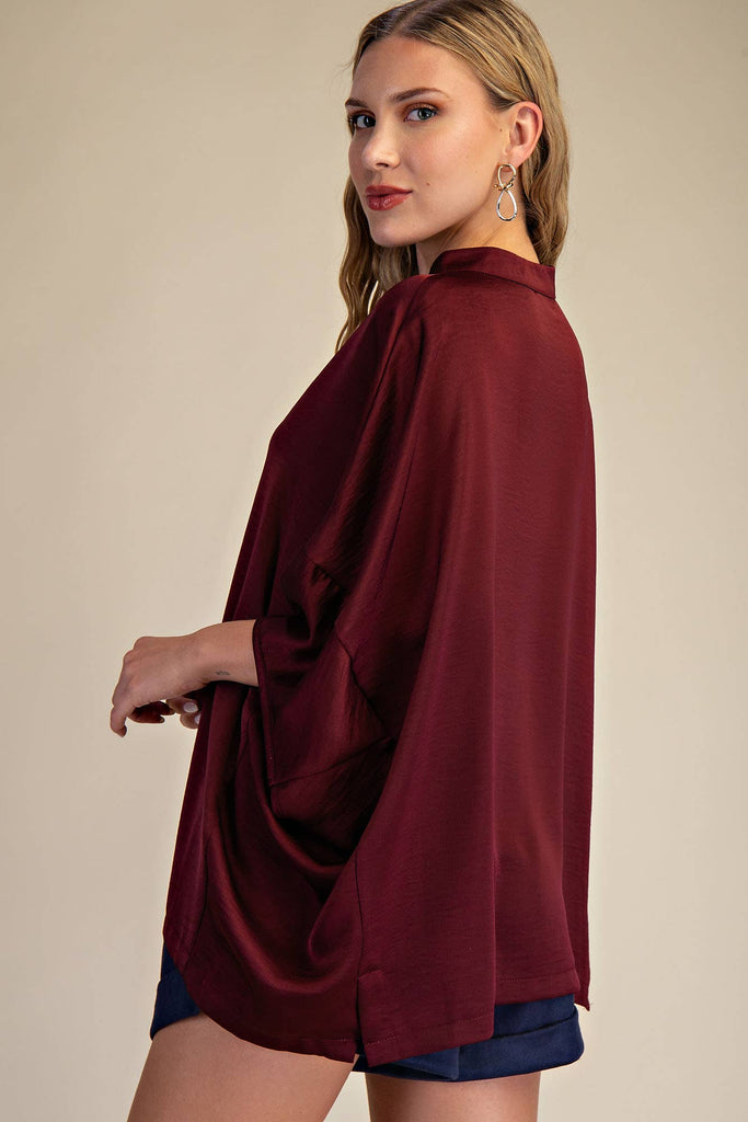 Burgundy Dropped Shoulder Top - The Edit LLC