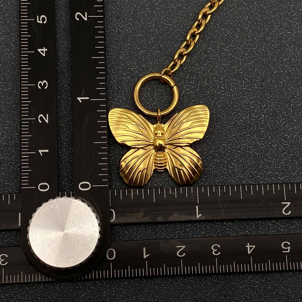 Butterfly Charm 18K Gold Plated Steel OT Buckle Necklace - FGS - The Edit LLC