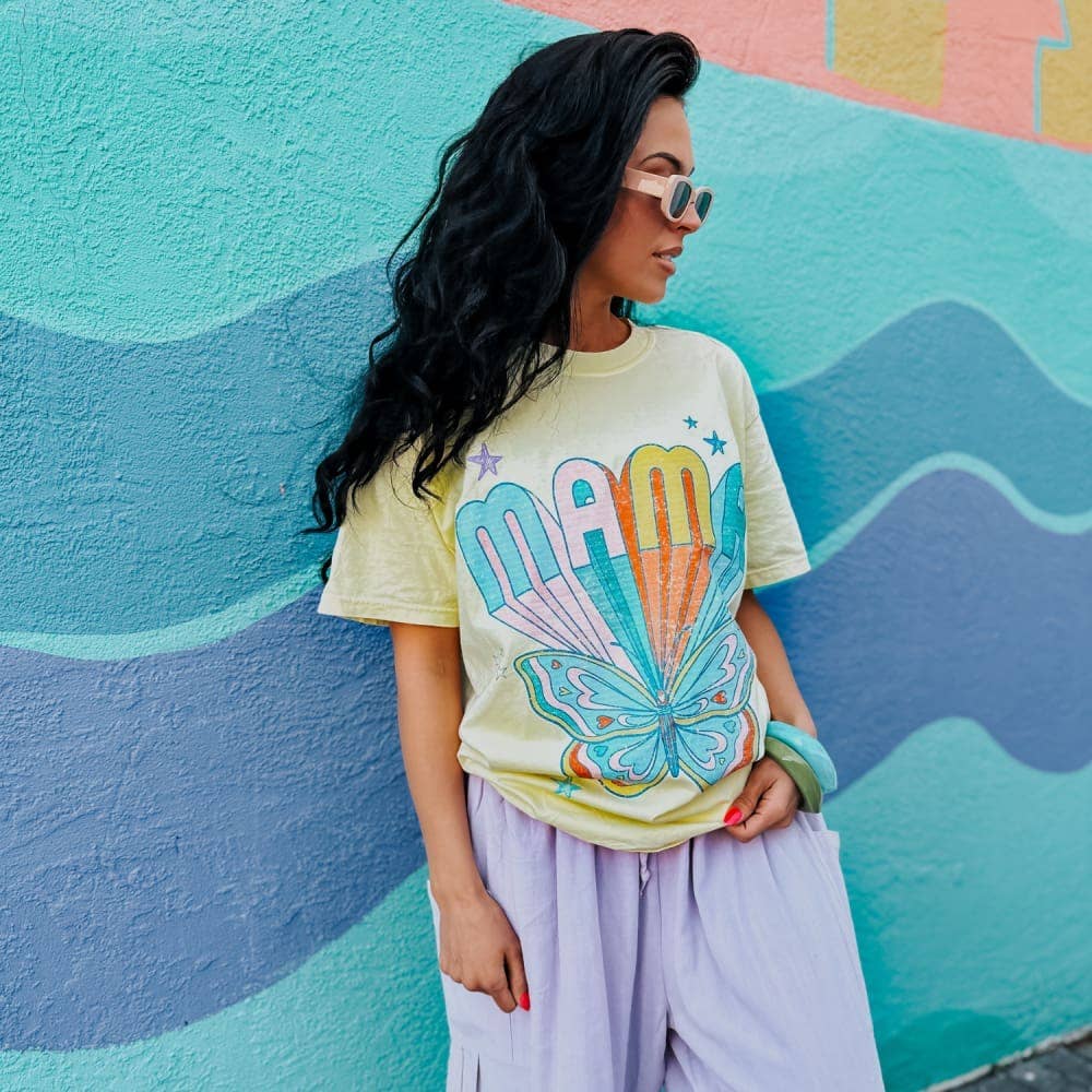 Butterfly Mama Tee: Banana - The Edit LLC