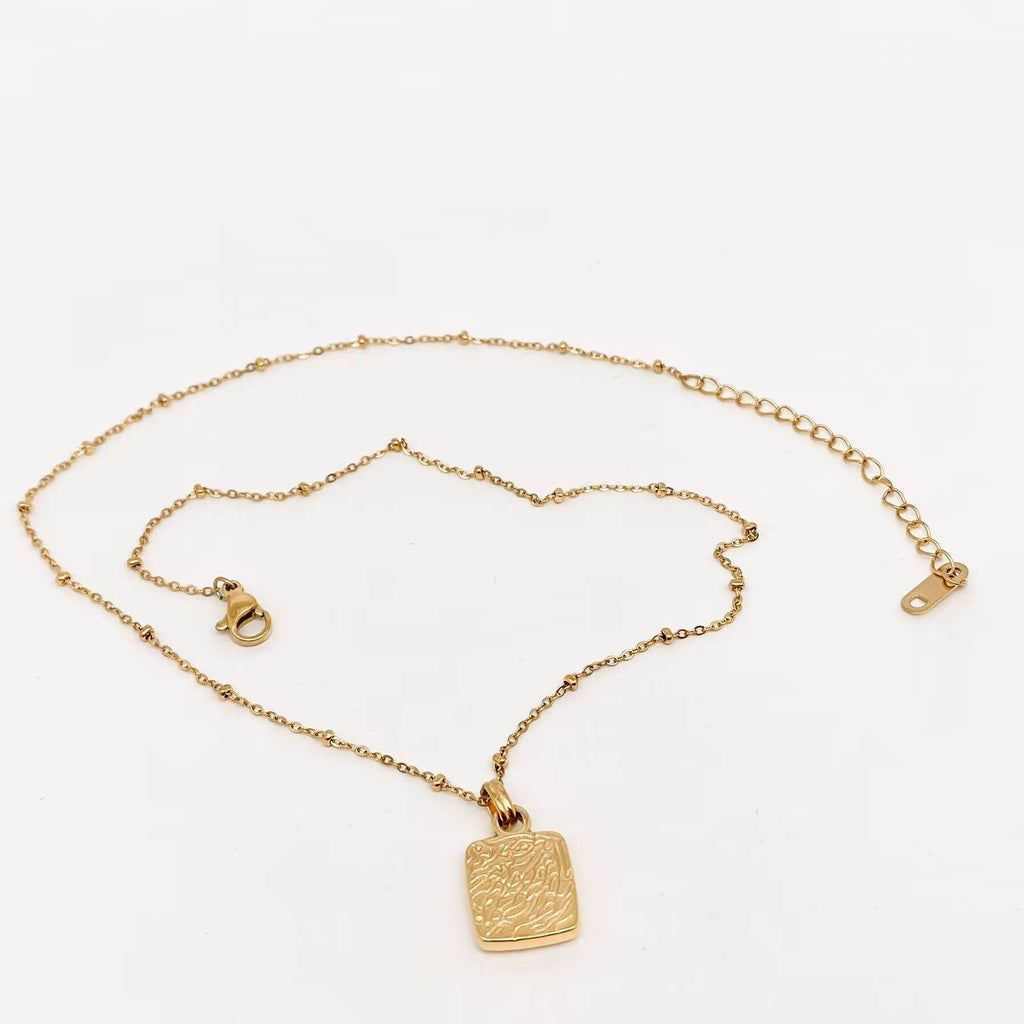 Butterfly Shell Square Charm 18K Gold - plated Necklace - The Edit LLC