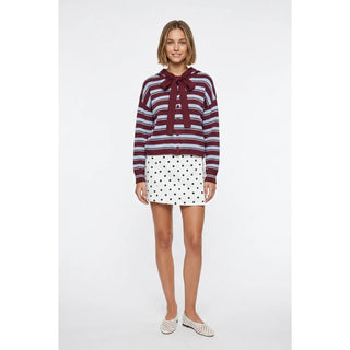 Button Up Hooded Cardigan - Merlot - The Edit LLC