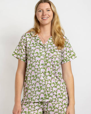Chelsea Bulldog  Short Sleeve Button Up Sleep Set