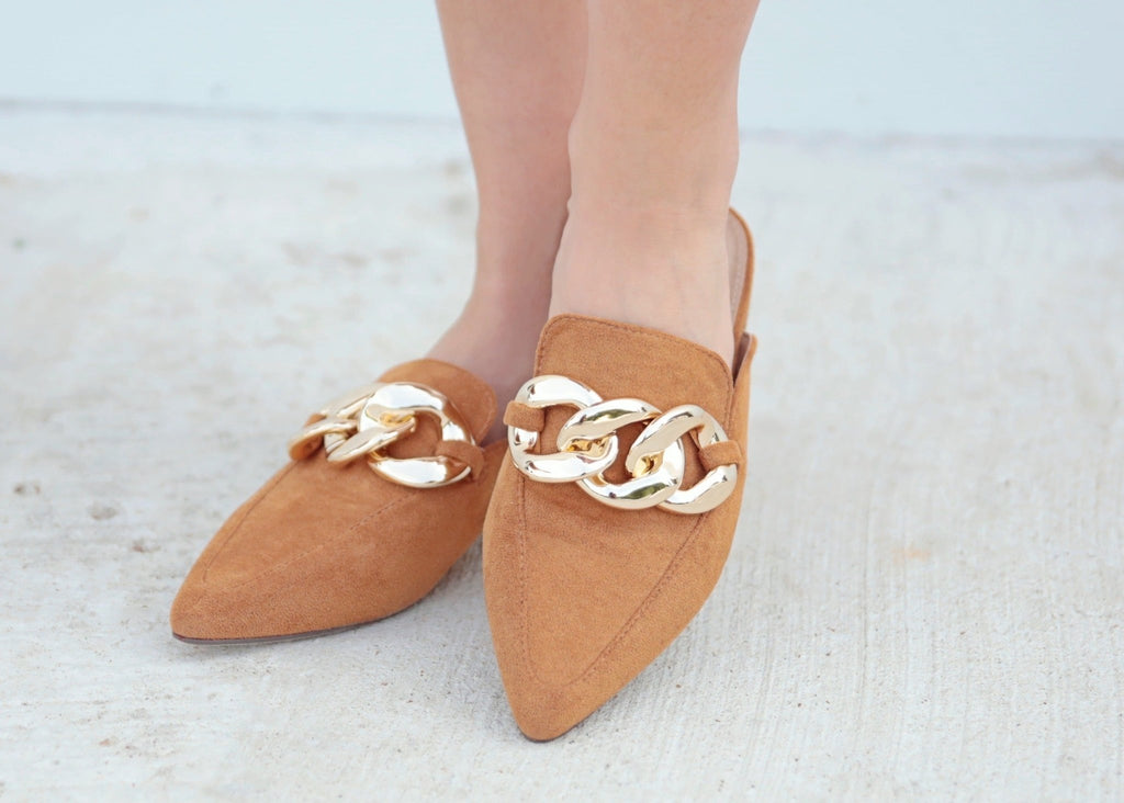 Camel Chain Detail Mules - The Edit LLC