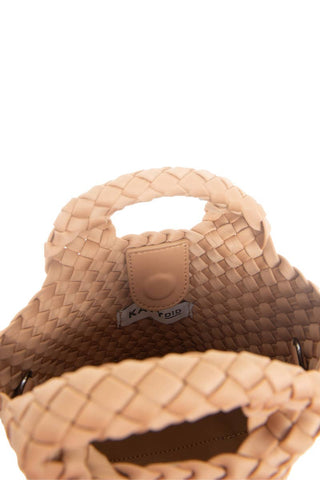 Camel Woven Crossbody Bucket Bag - The Edit LLC