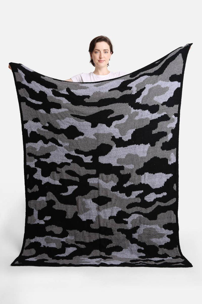 Camouflage Print Luxury Soft Throw Blanket: BEIGE / ONE SIZE - The Edit LLC
