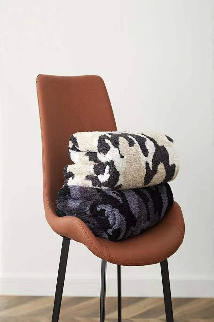 Camouflage Print Luxury Soft Throw Blanket: BEIGE / ONE SIZE - The Edit LLC
