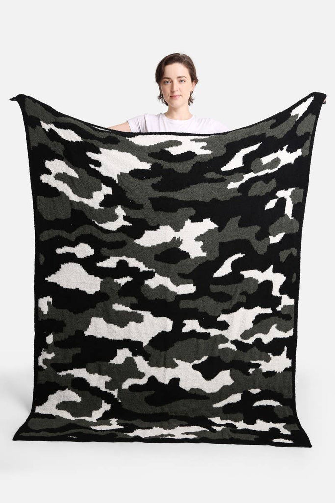 Camouflage Print Luxury Soft Throw Blanket: BEIGE / ONE SIZE - The Edit LLC