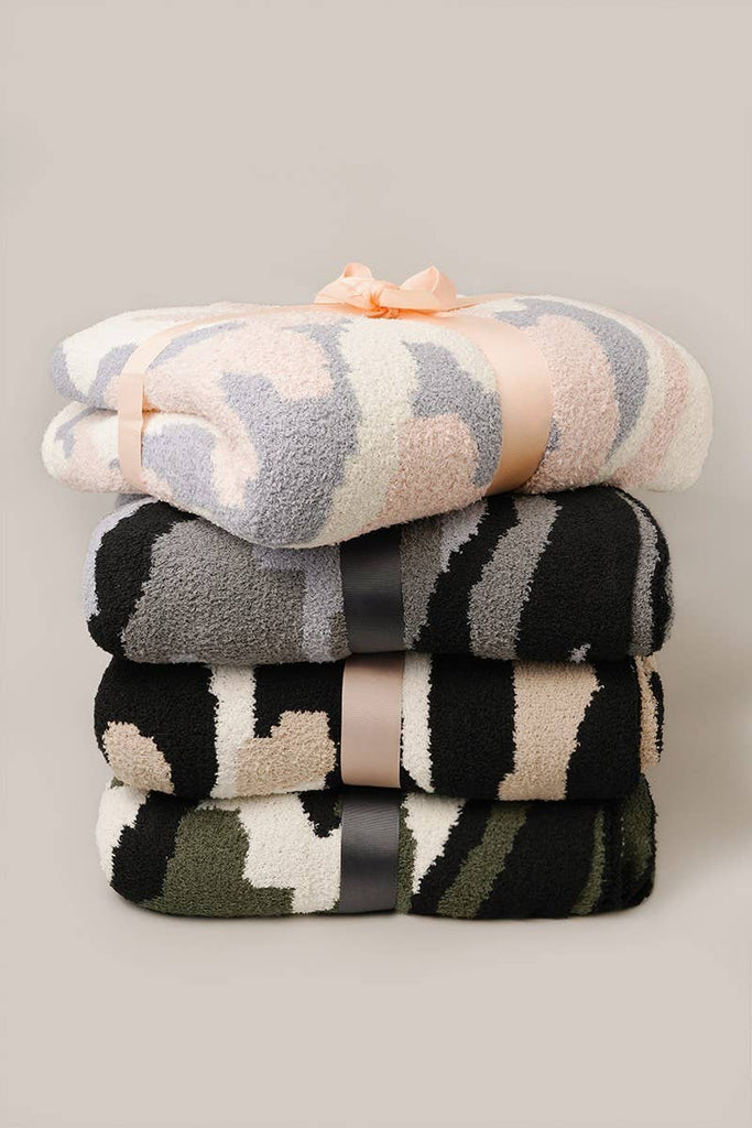 Camouflage Print Luxury Soft Throw Blanket: GREEN / ONE SIZE - The Edit LLC