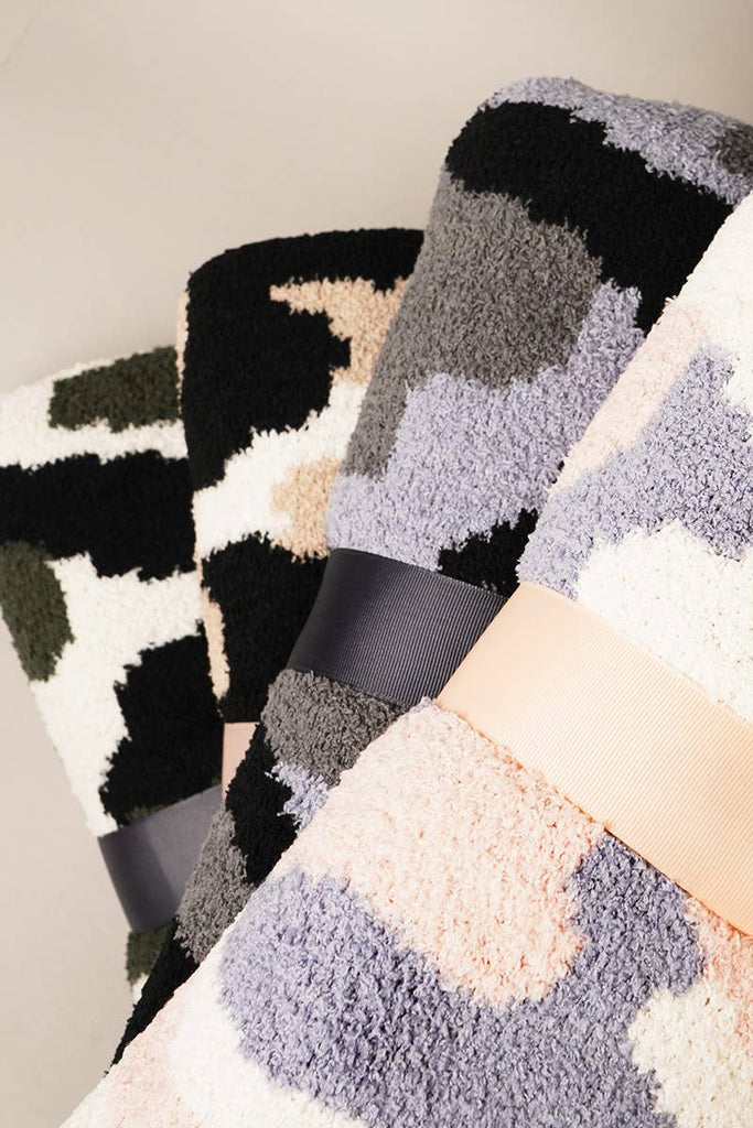 Camouflage Print Luxury Soft Throw Blanket: GREEN / ONE SIZE - The Edit LLC