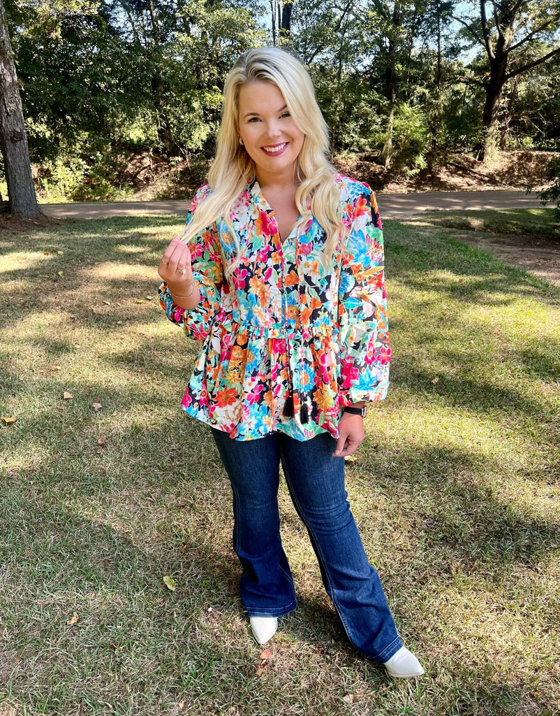 Carry Me Away Floral Peplum Blouse - The Edit LLC