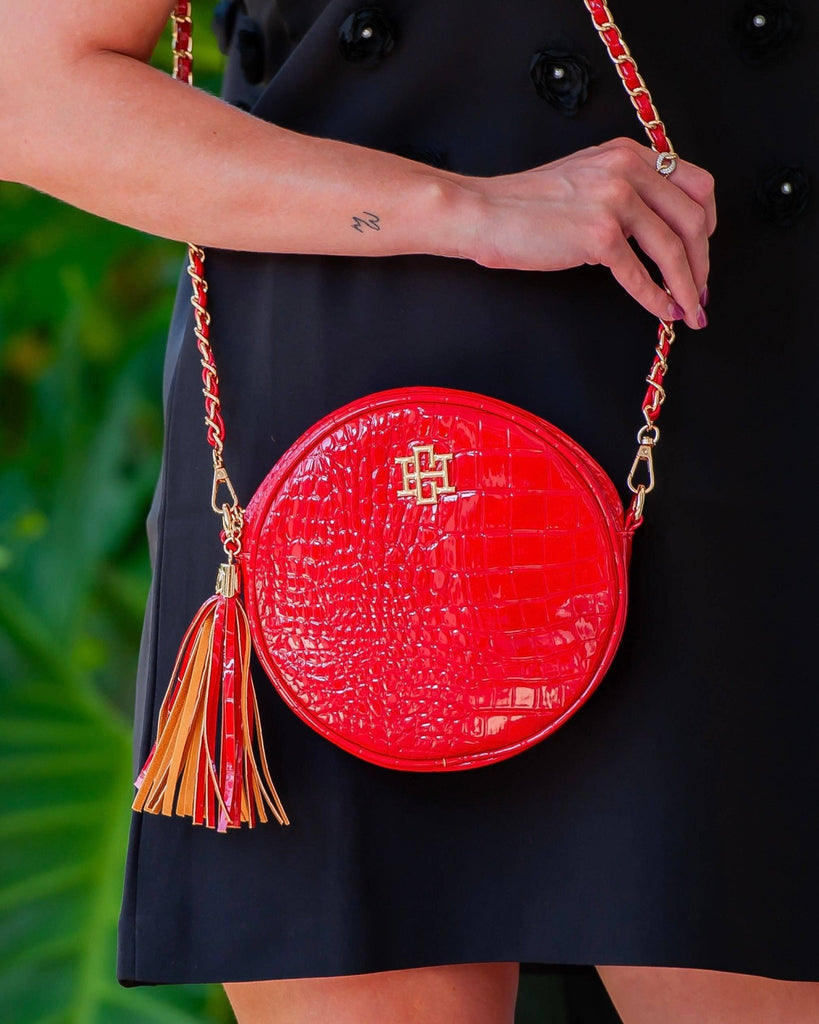 Cece Circular Crossbody Red Patent EC: Default - The Edit LLC
