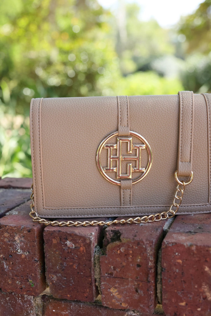 Cecilia Circle Logo Handbag Taupe: Default - The Edit LLC