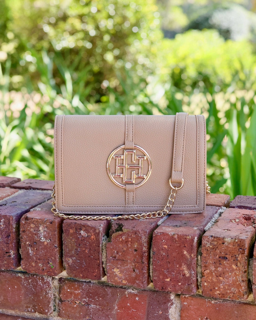 Cecilia Circle Logo Handbag Taupe: Default - The Edit LLC