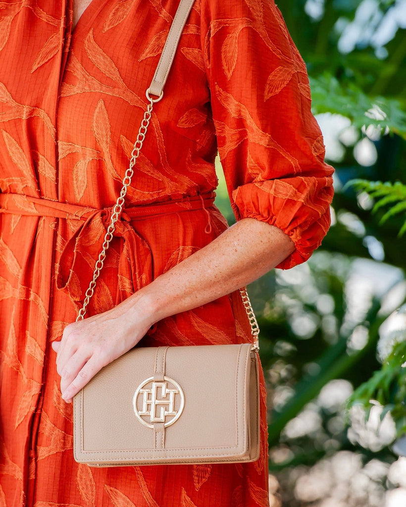 Cecilia Circle Logo Handbag Taupe: Default - The Edit LLC