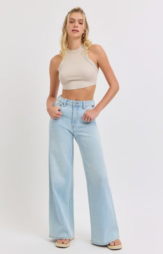 Cello Light Wash Wide Leg Jeans - The Edit LLC