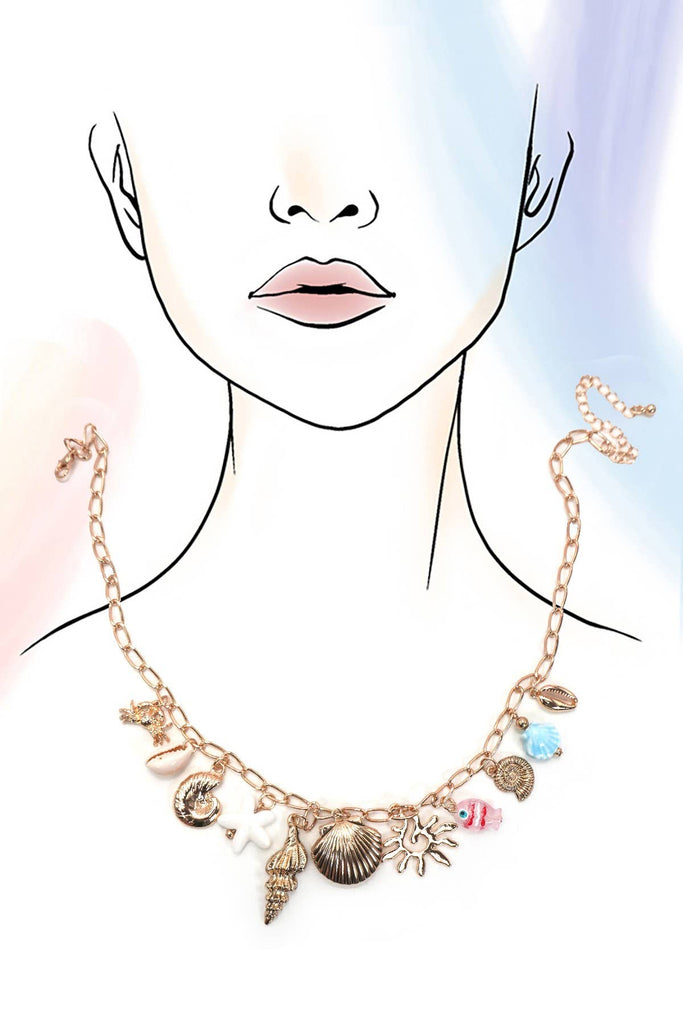 CHARM NECKLACE - SEASHELL LOCKET PUKA FISH SEA LIFE - The Edit LLC